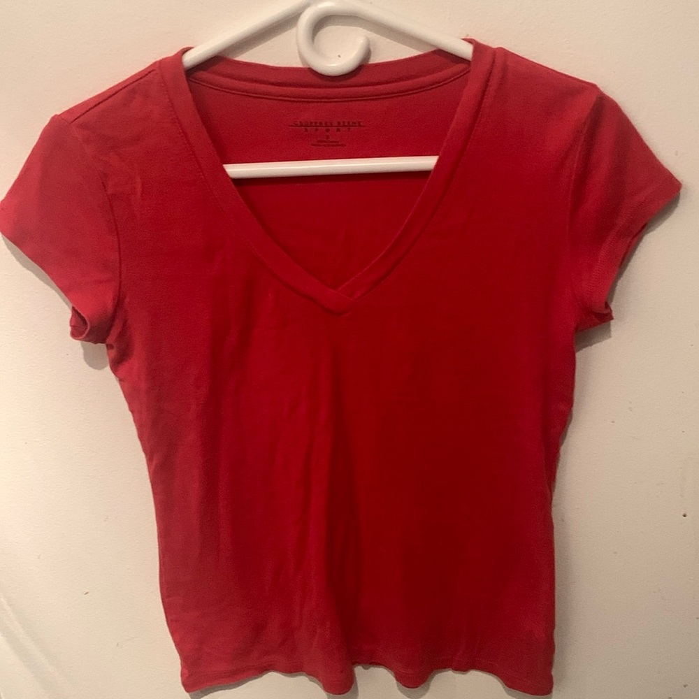 Eye Catching Geoffrey Beene Sport Bright Red 100% cotton tshirt SZ Small 😍